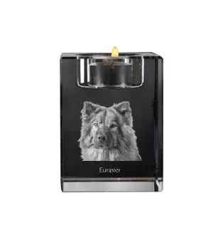Eurasier - Kerzenhalter mit Hundefoto, Teelichthalter aus Kristall, personalisiertes Geschenk der Marke Art-Dog
