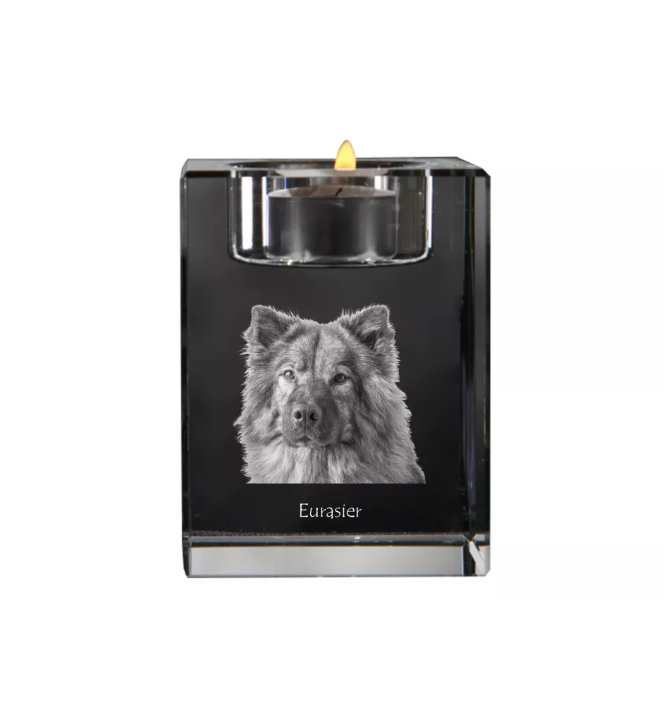Eurasier - Kerzenhalter mit Hundefoto, Teelichthalter aus Kristall, personalisiertes Geschenk der Marke Art-Dog