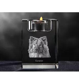 Eurasier - Kerzenhalter mit Hundefoto, Teelichthalter aus Kristall, personalisiertes Geschenk der Marke Art-Dog