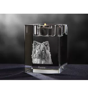 Eurasier - Kerzenhalter mit Hundefoto, Teelichthalter aus Kristall, personalisiertes Geschenk der Marke Art-Dog