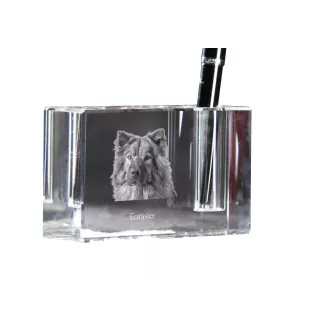 Eurasier - Porte-stylos, organiseur en cristal avec photo de chien, décoration de bureau unique par la marque Art-Dog