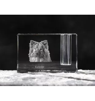 Eurasier - Porte-stylos, organiseur en cristal avec photo de chien, décoration de bureau unique par la marque Art-Dog