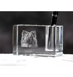Eurasier - Stifthalter, Kristallorganizer mit Hundefoto, einzigartige Schreibtischdekoration der Marke Art-Dog
