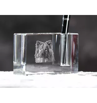 Eurasier - Stifthalter, Kristallorganizer mit Hundefoto, einzigartige Schreibtischdekoration der Marke Art-Dog