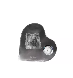 Eurasier - horloge en cristal avec une photo de chien, horloge de table en forme de cœur, horloge debout personnalisée de la marque Art-Dog