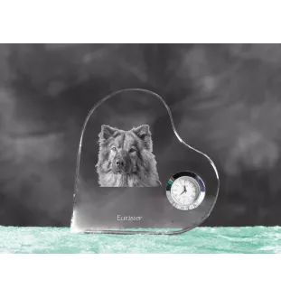 Eurasier - horloge en cristal avec une photo de chien, horloge de table en forme de cœur, horloge debout personnalisée de la marque Art-Dog