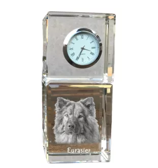 Eurasier - montre en cristal avec photo, photo de chien dans un cristal, horloge de bureau personnalisée de la marque Art-Dog