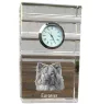 Eurasian, Eurasier - glass clock with a photo, photo of a dog in crystal, personalized standing office clock by Art-Dog brand