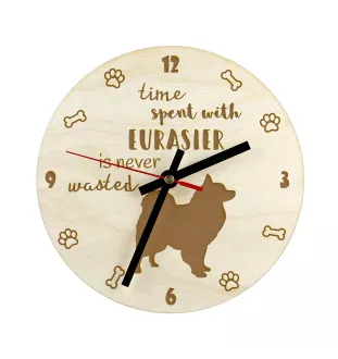 Eurasier - Hundeuhr, Holzuhr, Wanduhr für Hundefreunde, Tisch- und Regaluhr, Art-Dog