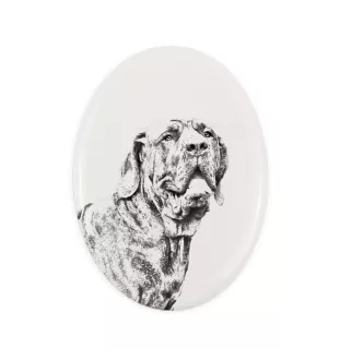 Fila Brasileiro - commemorative plaque with a photo of a dog, tombstone with a print, personalized oval plaque from the Art-Dog brand