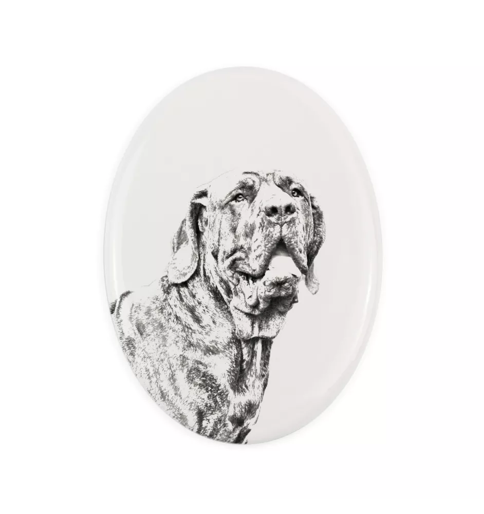 Fila Brasileiro - commemorative plaque with a photo of a dog, tombstone with a print, personalized oval plaque from the Art-Dog brand