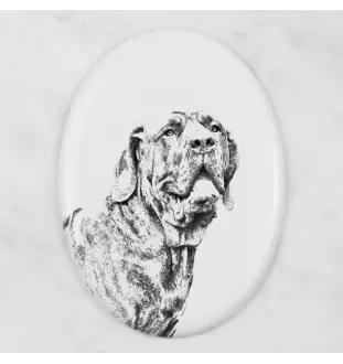Fila Brasileiro, Brasilianischer Mastiff - Gedenktafel mit einem Foto eines Hundes, Grabplatte mit Druck, personalisierte ovale Platte der Marke Art-Dog