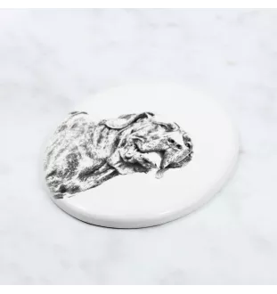 Fila Brasileiro - commemorative plaque with a photo of a dog, tombstone with a print, personalized oval plaque from the Art-Dog brand