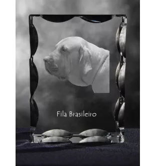 Fila Brasileiro, Brasilianischer Mastiff - Kristall mit einem Hundebild, Glasstatuette mit einem Bild, einzigartiger Bilderrahmen der Marke Art-Dog