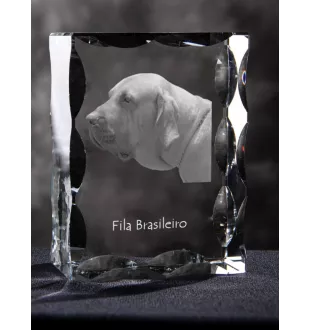 Fila Brasileiro, Brasilianischer Mastiff - Kristall mit einem Hundebild, Glasstatuette mit einem Bild, einzigartiger Bilderrahmen der Marke Art-Dog