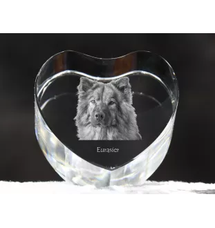Eurasian, Eurasier - a photo of a dog in crystal, crystal heart, unique photo frame from the Art-Dog brand
