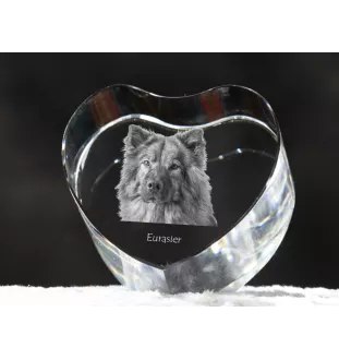 Eurasian, Eurasier - a photo of a dog in crystal, crystal heart, unique photo frame from the Art-Dog brand