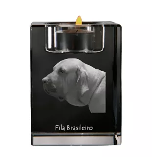 Fila Brasileiro - Candle holder with dog photo, crystal tealight holder, personalised gift by Art-Dog brand