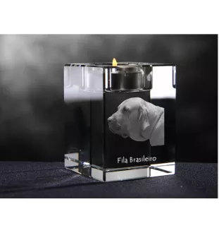 Fila Brasileiro - Bougeoir avec photo de chien, porte bougie en cristal, cadeau personnalisé par la marque Art-Dog