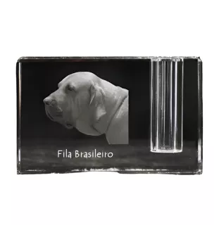 Fila Brasileiro - Porte-stylos, organiseur en cristal avec photo de chien, décoration de bureau unique par la marque Art-Dog