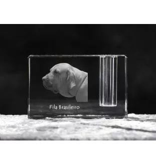 Fila Brasileiro - Porte-stylos, organiseur en cristal avec photo de chien, décoration de bureau unique par la marque Art-Dog