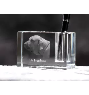 Fila Brasileiro - Porte-stylos, organiseur en cristal avec photo de chien, décoration de bureau unique par la marque Art-Dog