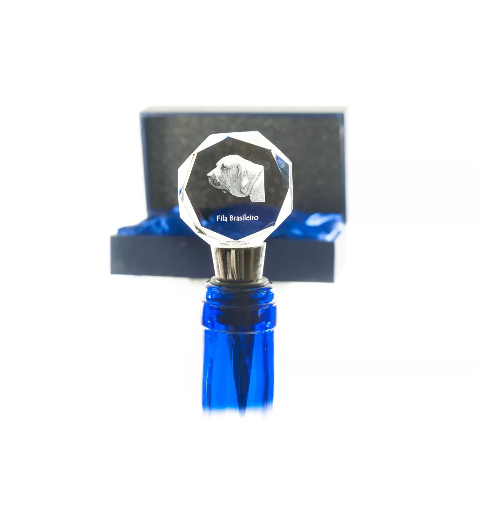 Fila Brasileiro - Bottle stopper, crystal wine stopper with photo, personalised gift for bartender by Art-Dog brand