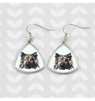 Eurasian, Eurasier - earrings with a picture and the inscription geometric dog Art-Dog