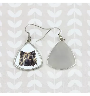 Eurasian, Eurasier - earrings with a picture and the inscription geometric dog Art-Dog