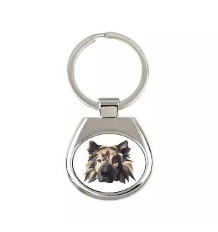 Eurasian, Eurasier - geometric keychain with a photo and the inscription Art-Dog