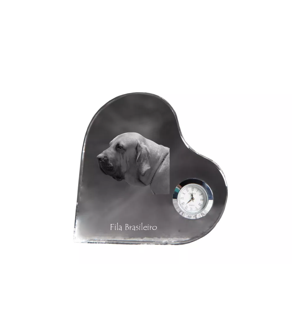 Fila Brasileiro - horloge en cristal avec une photo de chien, horloge de table en forme de cœur, horloge debout personnalisée de la marque Art-Dog