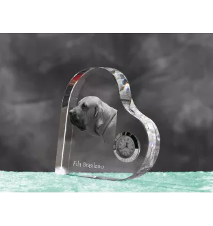 Fila Brasileiro - horloge en cristal avec une photo de chien, horloge de table en forme de cœur, horloge debout personnalisée de la marque Art-Dog