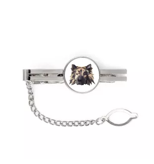 Eurasier - geometrische Krawattennadel mit Bild und Schriftzug von Art-Dog
