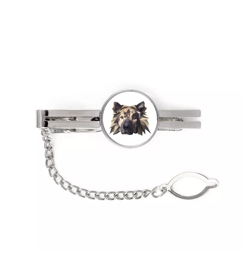 Eurasier - épingle de cravate géométrique avec photo et inscription Art-Dog