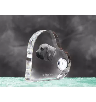 Fila Brasileiro - horloge en cristal avec une photo de chien, horloge de table en forme de cœur, horloge debout personnalisée de la marque Art-Dog
