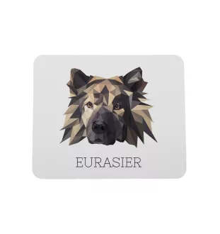 Eurasier - geometrisches Mauspad mit Bild und Aufschrift von Art-Dog