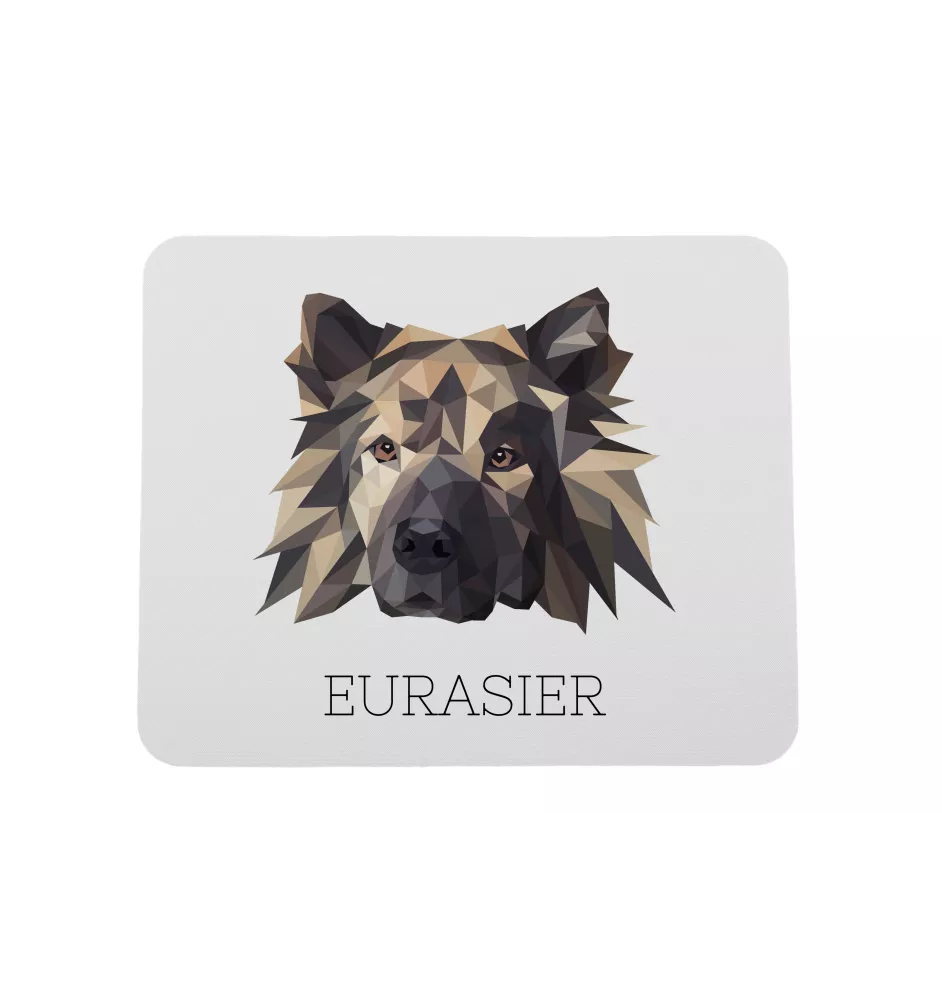 Eurasier - geometrisches Mauspad mit Bild und Aufschrift von Art-Dog