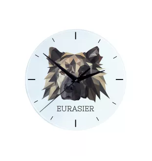 Eurasian, Eurasier - geometric wall clock with a picture and the brand name Art-Dog