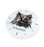 Eurasier - geometrische Wanduhr mit Bild und Aufschrift der Marke Art-Dog