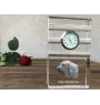 Fila Brasileiro - glass clock with a photo, photo of a dog in crystal, personalized standing office clock by Art-Dog brand