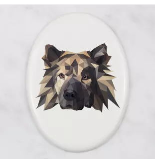 Eurasier - Fliese mit geometrischem Bild und Schriftzug der Marke Art-Dog