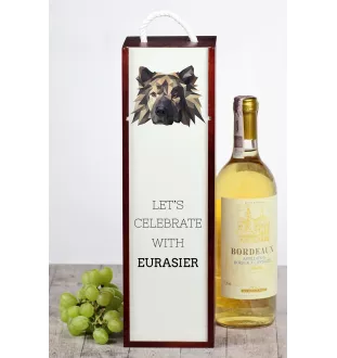 Eurasier - une boîte géométrique avec une photo et un texte pour le vin de la marque Art-Dog