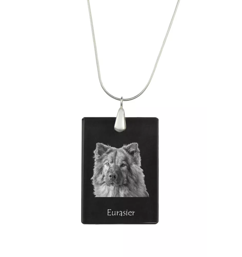 Eurasian, Eurasier - Crystal pendant with dog, silver necklace with photo, personalised pendant by Art-Dog brand