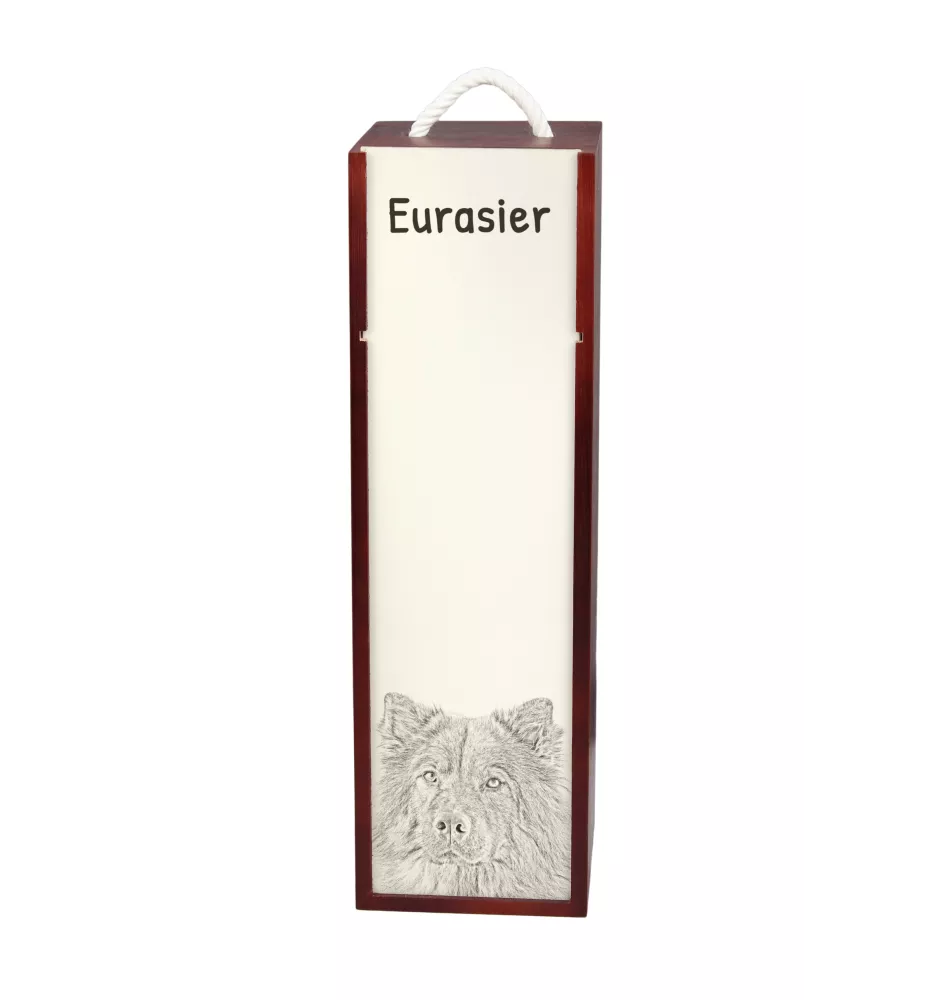Eurasian, Eurasier - wine box with a dog, alcohol box with graphics, personalized gift box from the Art-Dog brand