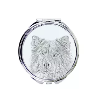 Eurasier - Taschenspiegel mit Hund, personalisierter Taschenspiegel, kompakter Spiegel mit Art-Dog-Logo