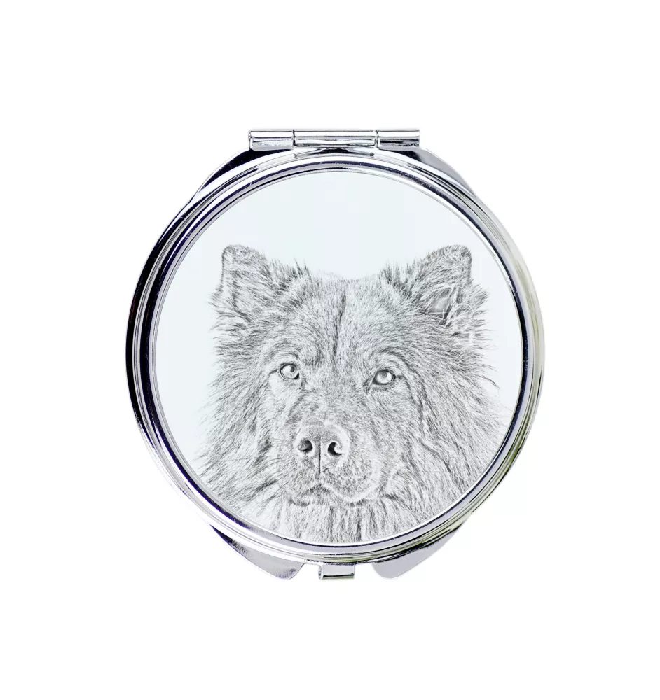 Eurasian, Eurasier - Pocket mirror with a dog, personalized mirror for a purse, compact mirror with Art-Dog brand print.