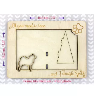 Finnischer Spitz, Finnen-Spitz, Karelo-Finnische Laika - Fotorahmen, gravierter Holzrahmen, ein schönes Gadget für den Hundeliebhaber von Art-Dog