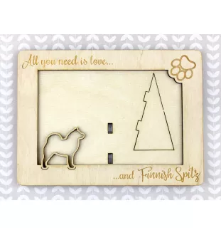 Finnischer Spitz, Finnen-Spitz, Karelo-Finnische Laika - Fotorahmen, gravierter Holzrahmen, ein schönes Gadget für den Hundeliebhaber von Art-Dog