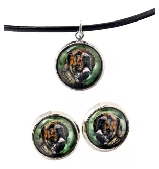 Fila Brasileiro - jewelry with your photo box, set of necklace and earrings, personalized products from the Art-Dog brand