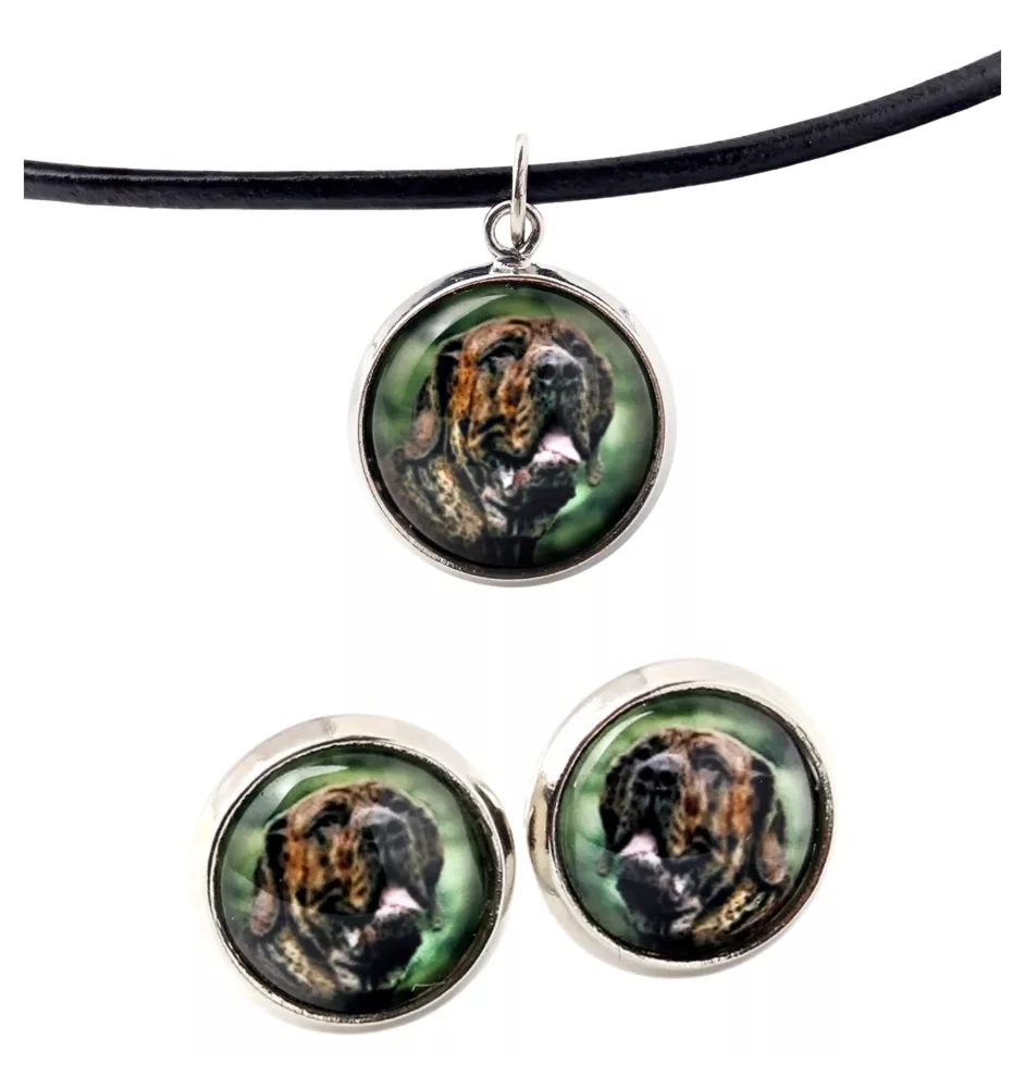 Fila Brasileiro, Brasilianischer Mastiff - Schmuck mit Ihrem Foto-Box, Halskette und Ohrringe-Set, personalisierte Produkte der Marke Art-Dog.